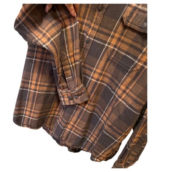 Wolverine Men's Button Down Brn Paid Flannel Shirt Long Sleeve XXL - Picture 3 of 7